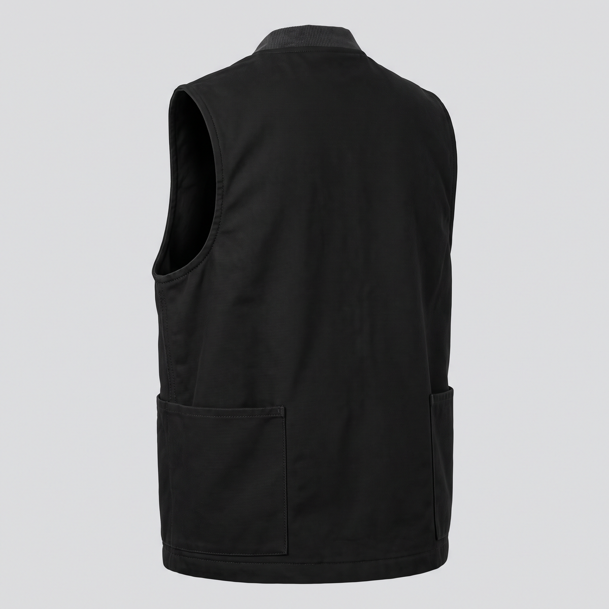 Gilet de travail doublé, noir, vue de dos — ASHBY & LOOM