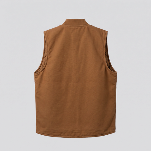 Gilet sans manches en toile duck, tabac, vue de dos — ASHBY & LOOM