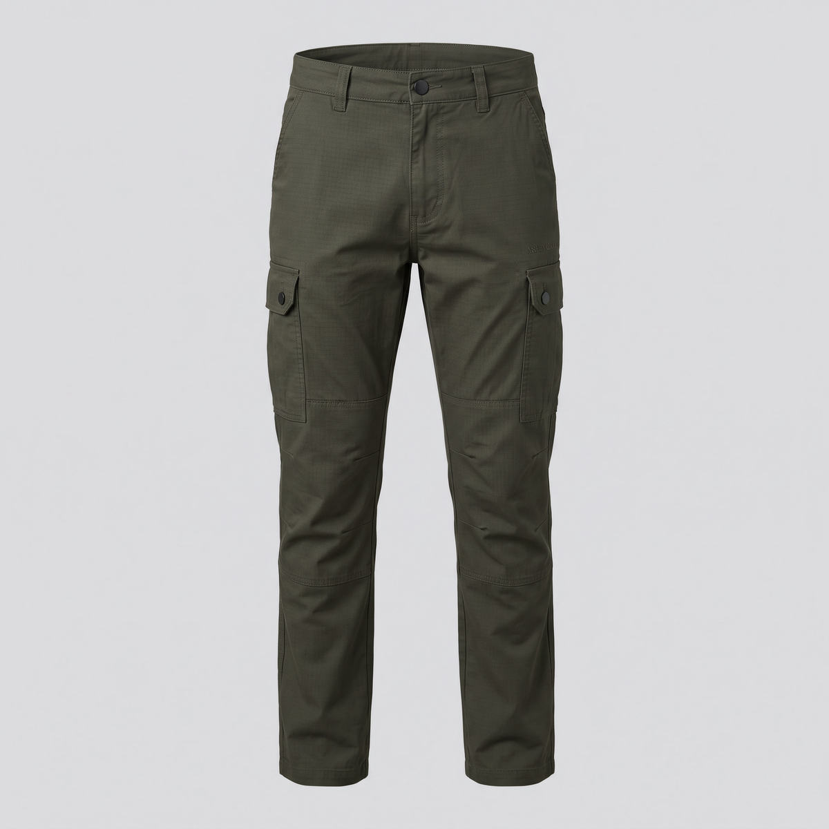 Pantalon cargo en ripstop, olive, vue de face — ASHBY & LOOM
