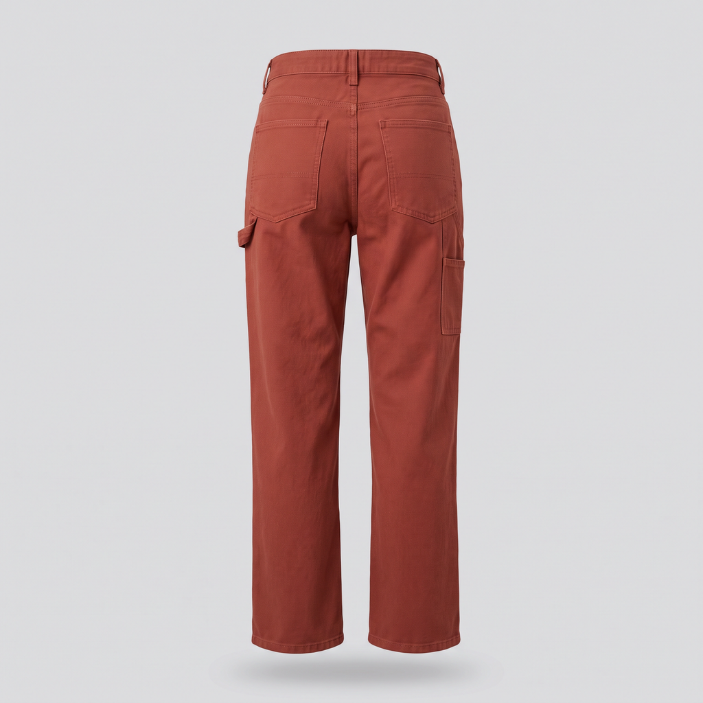 Pantalon charpentier droit, brique, vue de dos — ASHBY & LOOM