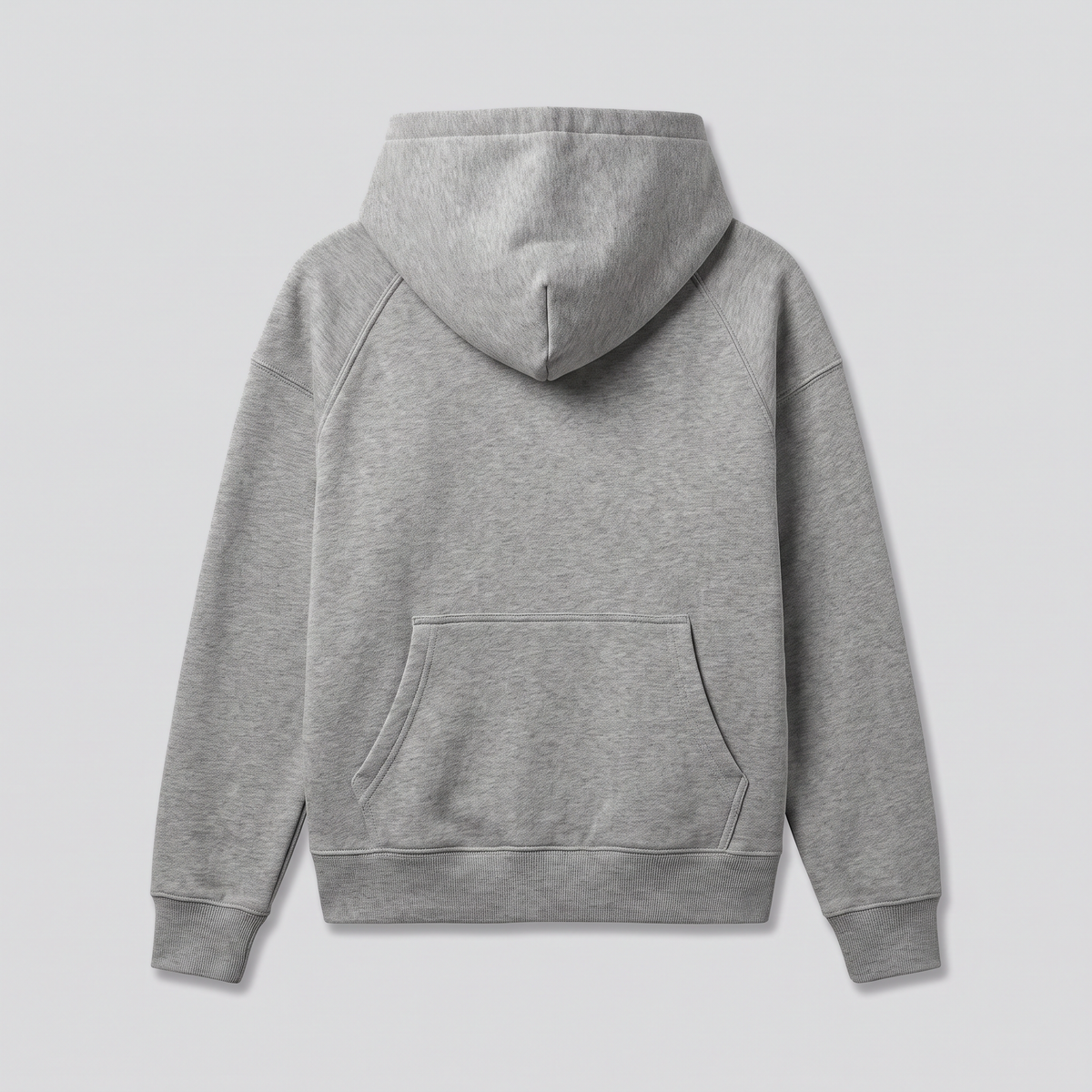 Sweat à capuche molleton lourd, gris chiné, vue de dos — ASHBY & LOOM
