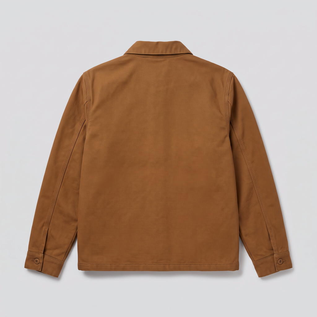 Veste de travail en toile duck, tabac, vue de dos — ASHBY & LOOM